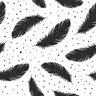 Vintage Feather seamless background Hand drawn illustration N2
