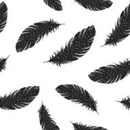 Vintage Feather seamless background Hand drawn illustration N3