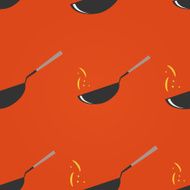 Wok restaurant Pan seamless pattern