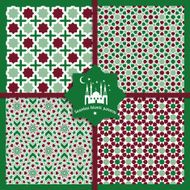 Seamless Islamic color patterns set