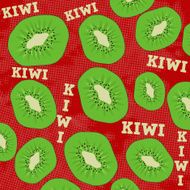 Kiwi slice on red background