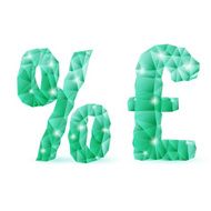 Emerald green polygonal font N2