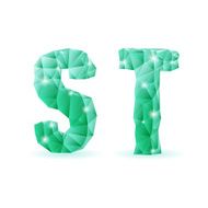 Emerald green polygonal font N13