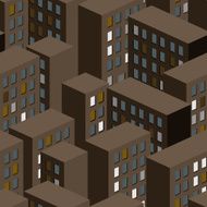 Night city seamless pattern Background of buildings Vecto