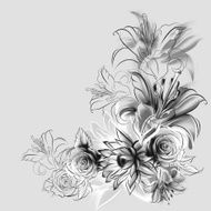 Flowers Roses lilies and camomile N18