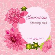 Romantic flower greeting card with dahlias and copy space N3
