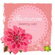 Romantic flower greeting card with dahlias and copy space N4