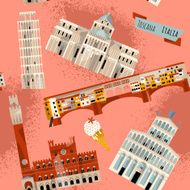 Sights of Tuscany Florence Lucca Pisa Siena Italy Europe Pattern