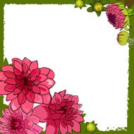 Romantic flower greeting card with dahlias and copy space N7