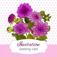 Romantic flower greeting card with dahlias and copy space N8