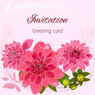 Romantic flower greeting card with dahlias and copy space N9
