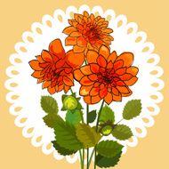 Romantic flower greeting card with dahlias and copy space N10