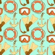 Sketch vacation symbols in vintage style