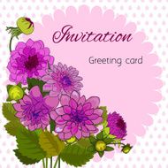 Romantic flower greeting card with dahlias and copy space N11
