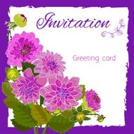 Romantic flower greeting card with dahlias and copy space N12