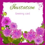 Romantic flower greeting card with dahlias and copy space N13