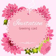 Romantic flower greeting card with dahlias and copy space N14