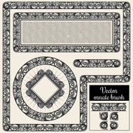 Decorative ornate design elements and brush for illustrator