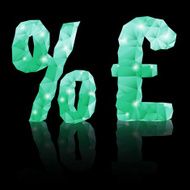 Emerald green polygonal font N24