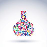 Colorful flower-patterned bottle alcohol and relaxation concept