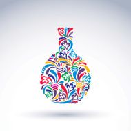 Colorful flower-patterned bottle alcohol and relaxation concept N3
