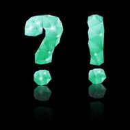 Emerald green polygonal font N32