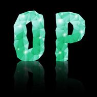Emerald green polygonal font N34