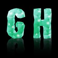 Emerald green polygonal font N38