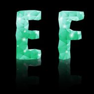 Emerald green polygonal font N39