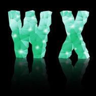 Emerald green polygonal font N41
