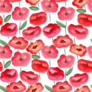 red warecolor flowers seamless pattern vector illustration