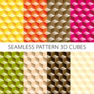 Isometric cubes set Vector elements games Seamless pattern N7