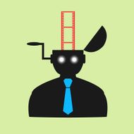 Abstract flat icon man watching movies eps