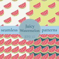 Juicy Watermelon seamless vector pattern set N2