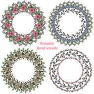 Hand drawn floral frames Circle natural wreaths