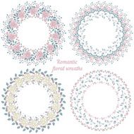 Hand drawn floral frames Circle natural wreaths N2