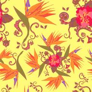 bird of the paradise flowers seamless pattern N4