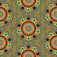 ornate colorful seamless floral pattern over green