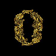 Decorated zero digit on black