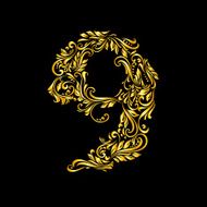 Decorated nine digit on black