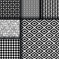 Set of 6 monochrome black and white seamless patterns N3