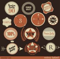 Set of Premium Quality and Guarantee retro Labels