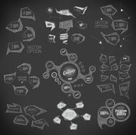 Design elements for options of drawing with chalk on blackboard