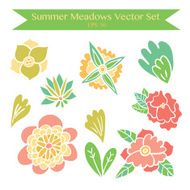 Vector floral set Colorful collection with leaves and flowers