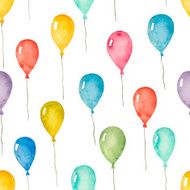 Watercolor seamless pattern with colorful balloons