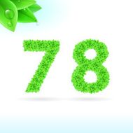 Sans serif font with green leaf decoration N5