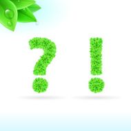 Sans serif font with green leaf decoration N6