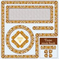 Decorative golden ornate design elements and brush for illustrator N2