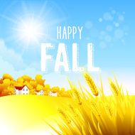 Autumn rural landscape Vector illustration