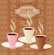 Three cups of coffee on a vintage background N2